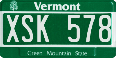 VT license plate XSK578