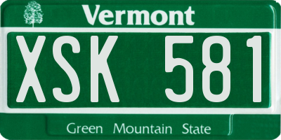 VT license plate XSK581