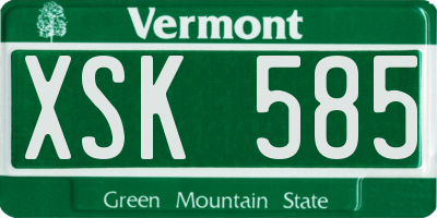 VT license plate XSK585