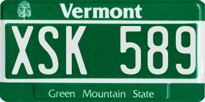 VT license plate XSK589