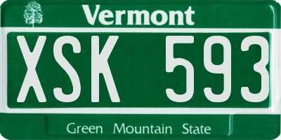 VT license plate XSK593