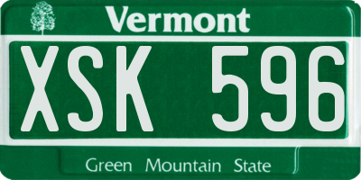 VT license plate XSK596