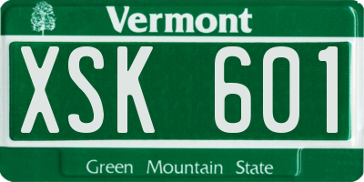 VT license plate XSK601