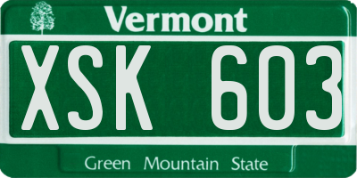 VT license plate XSK603