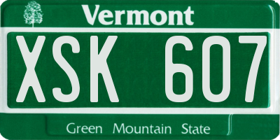 VT license plate XSK607