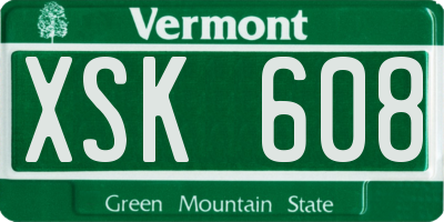 VT license plate XSK608