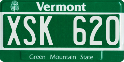VT license plate XSK620