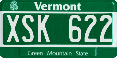 VT license plate XSK622