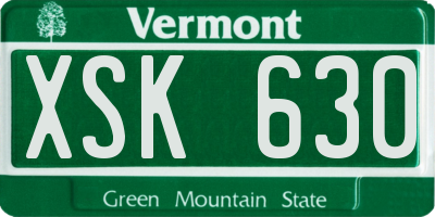 VT license plate XSK630