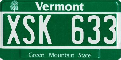 VT license plate XSK633