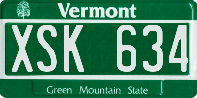 VT license plate XSK634