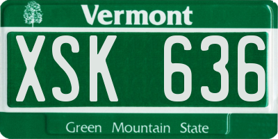 VT license plate XSK636