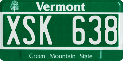 VT license plate XSK638
