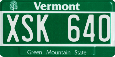VT license plate XSK640