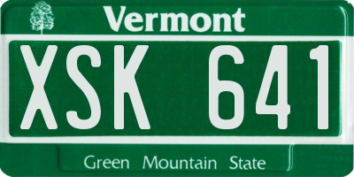 VT license plate XSK641