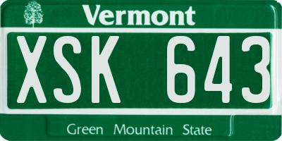 VT license plate XSK643