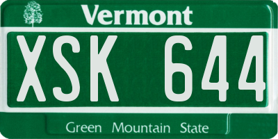 VT license plate XSK644