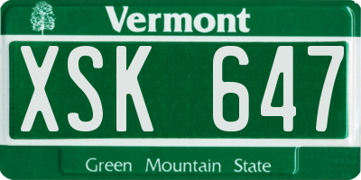 VT license plate XSK647