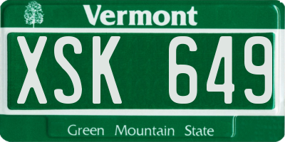 VT license plate XSK649