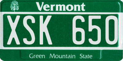 VT license plate XSK650