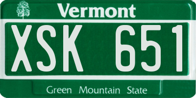 VT license plate XSK651
