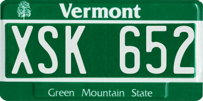 VT license plate XSK652