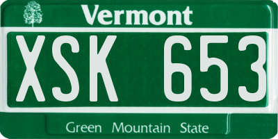 VT license plate XSK653