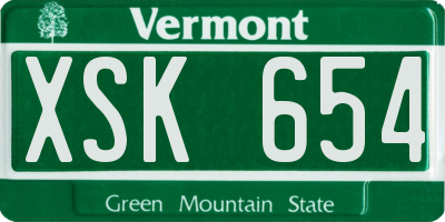 VT license plate XSK654