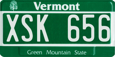 VT license plate XSK656