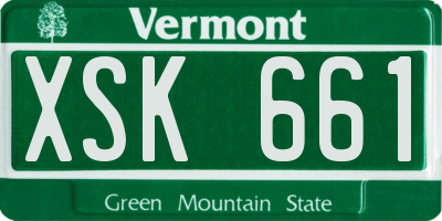 VT license plate XSK661
