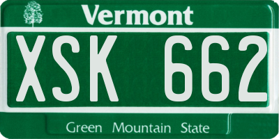 VT license plate XSK662