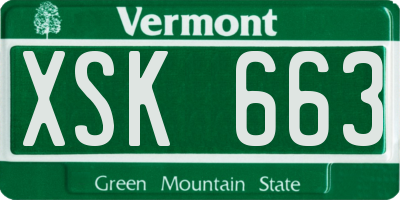 VT license plate XSK663
