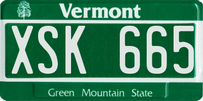 VT license plate XSK665