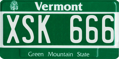 VT license plate XSK666