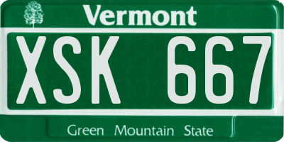 VT license plate XSK667
