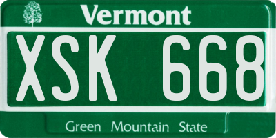VT license plate XSK668