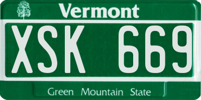 VT license plate XSK669
