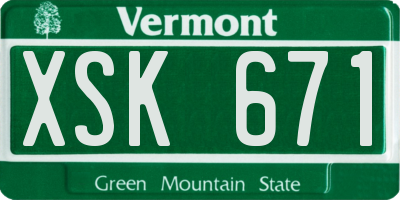 VT license plate XSK671