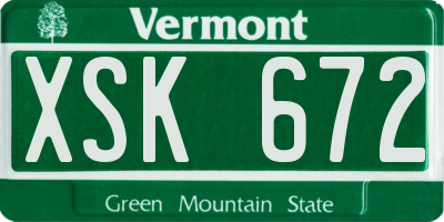 VT license plate XSK672