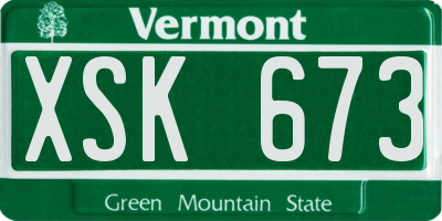 VT license plate XSK673