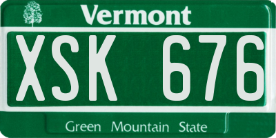 VT license plate XSK676