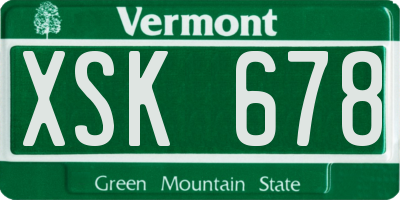 VT license plate XSK678
