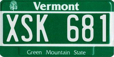 VT license plate XSK681