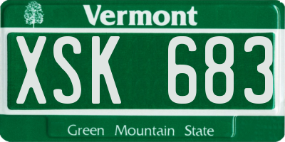 VT license plate XSK683