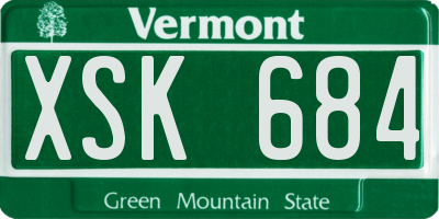 VT license plate XSK684