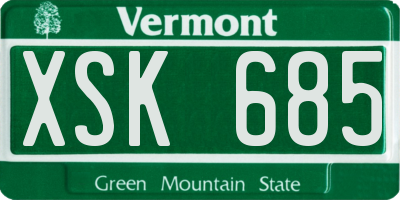 VT license plate XSK685