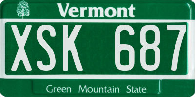 VT license plate XSK687