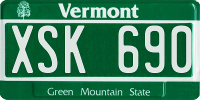 VT license plate XSK690