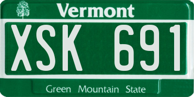 VT license plate XSK691