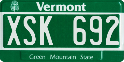 VT license plate XSK692